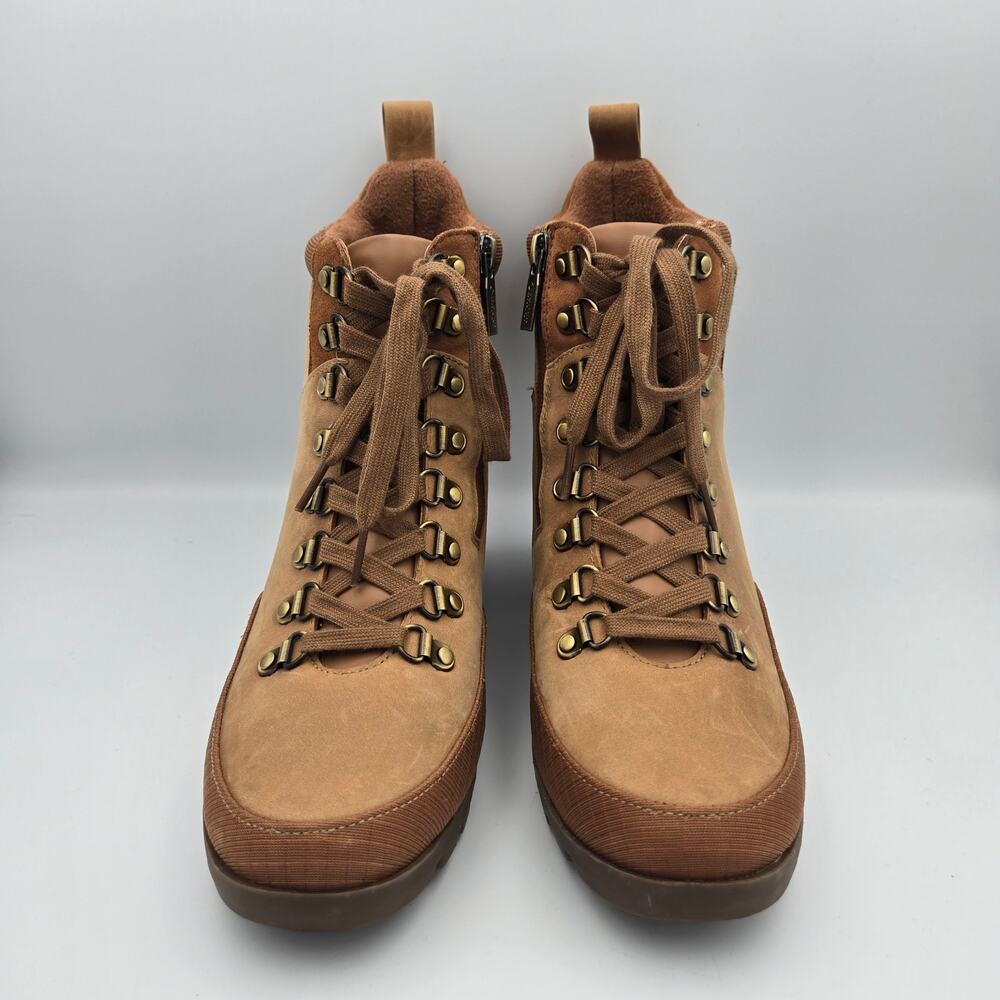 Vionic Spencer Waterproof Leather Hiking Boots – Women’s 8 Tan Brown